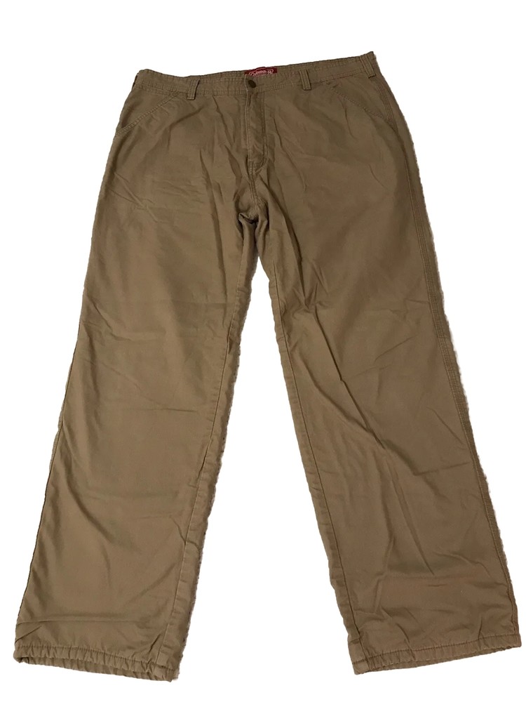 Coleman Fleece Lined Khaki Tan Work Pants Mens 38 X 30 Hiking Camping Outdoor