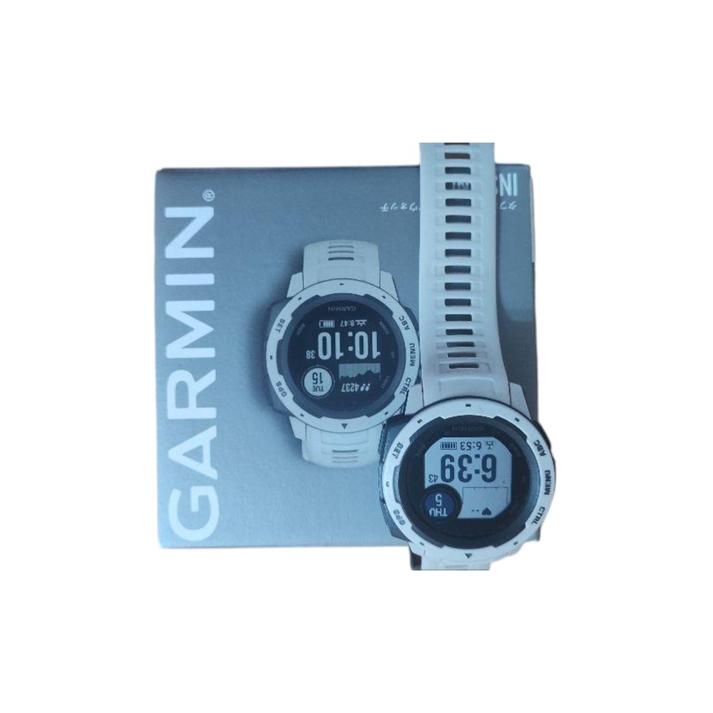 Garmin Instinct GPS Watch - White with Heart Rate Monitor & Digital Display