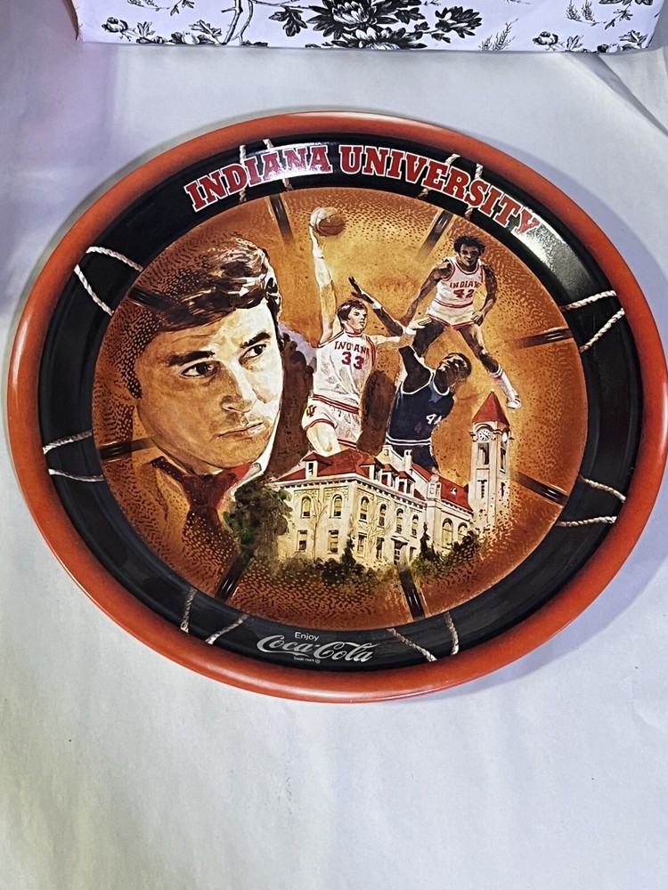 VINTAGE 1976 COCA-COLA INDIANA UNIVERSITY IU BASKETBALL PLATTER Bob Knight