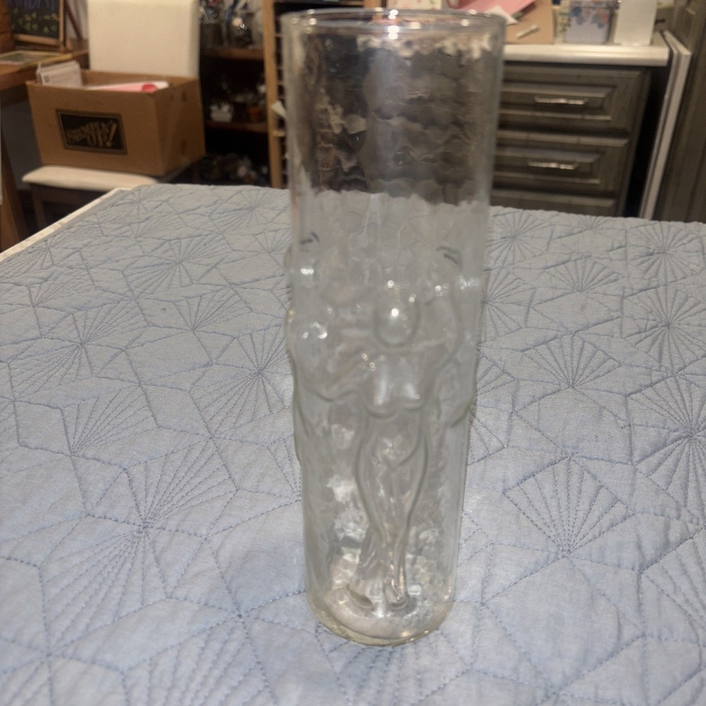 Vintage Libbey Extra Tall 8.75in Highball 3D Female Body Glass Mid Century Modern Cocktail Glass