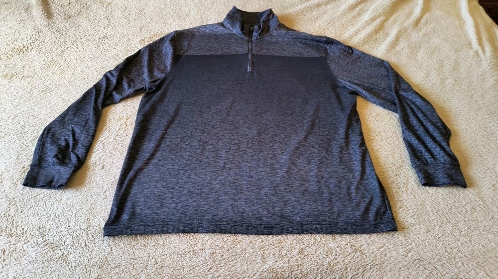 PGA Tour Men's L Athletic Top Motionflux 360 Long Slv Golf Gray 1/4 Zip Pullover