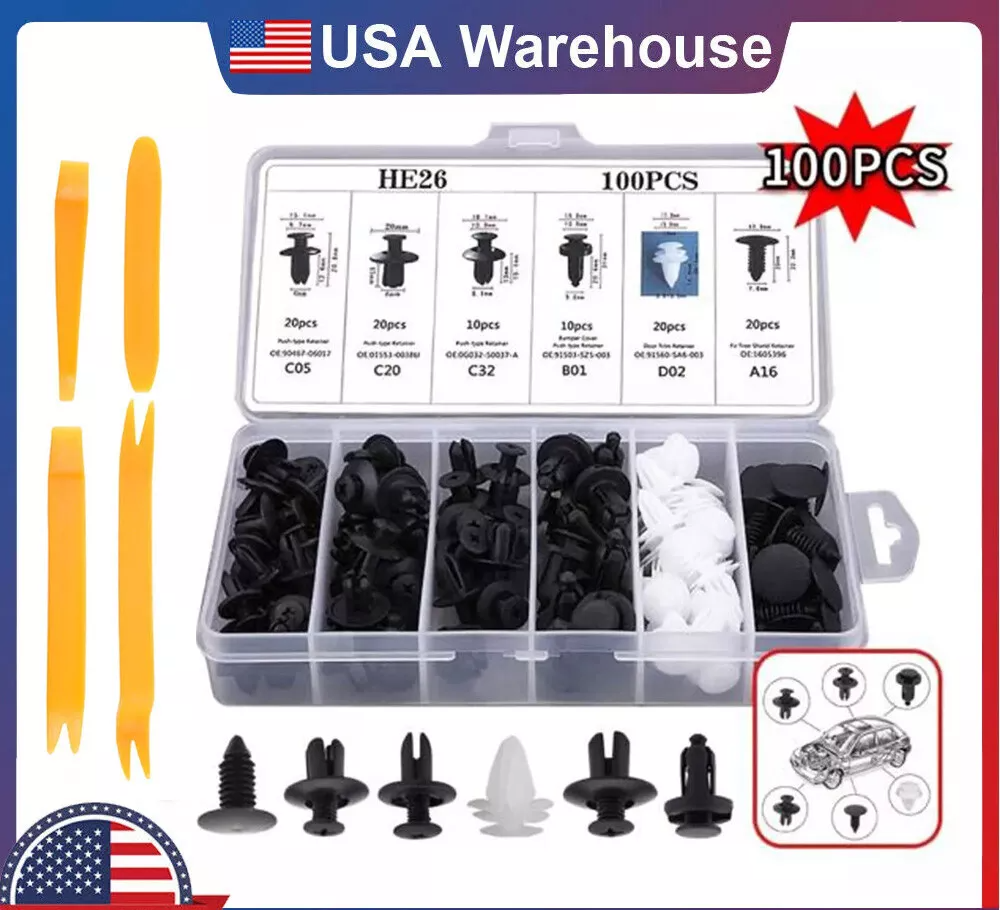 100pcs Fastener Set Bumper Fender Liner Universal various models Retainer Clips