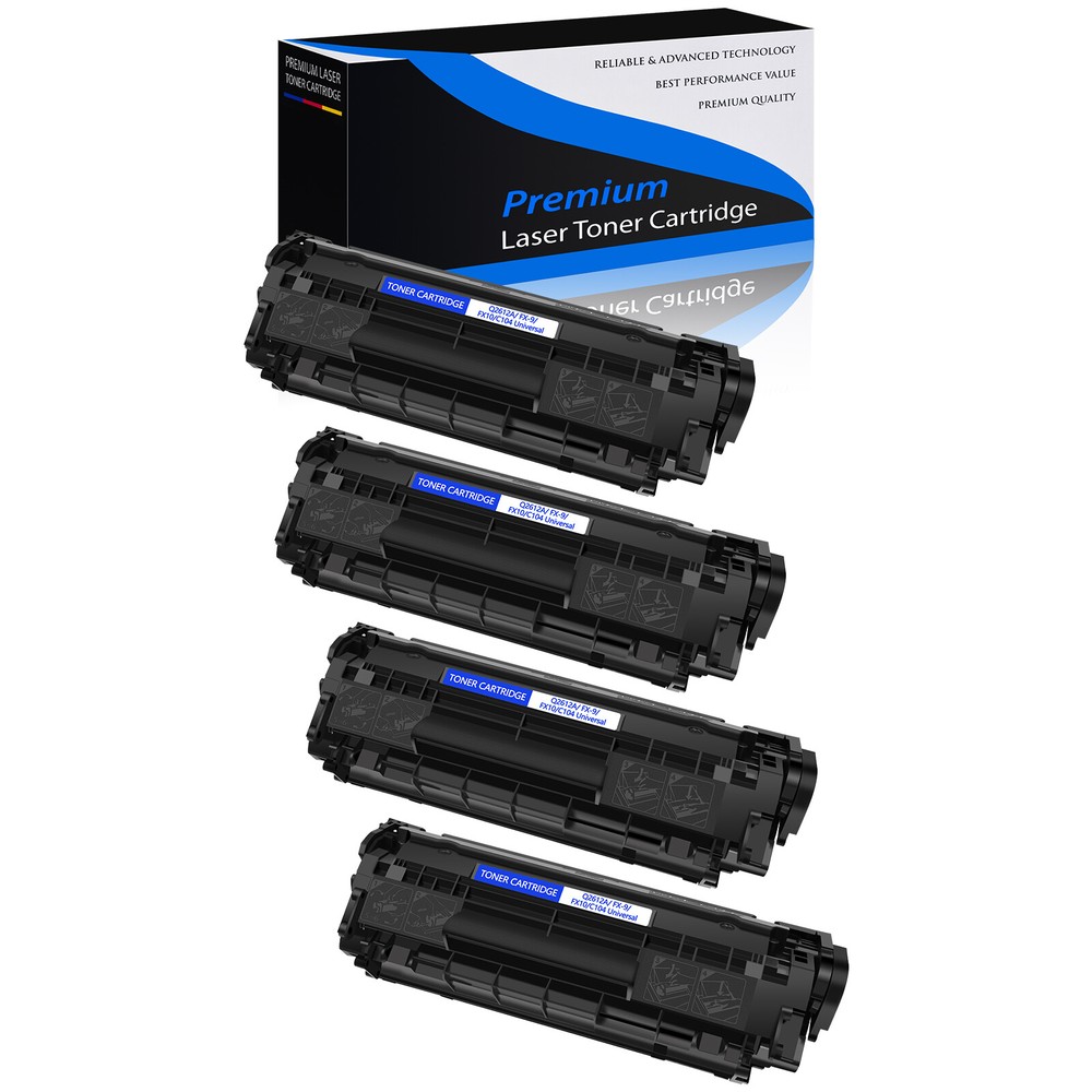 4PK Black 12A Q2612A Toner Cartridge Fit for HP LaserJet M1319 M1319f 3052 3055