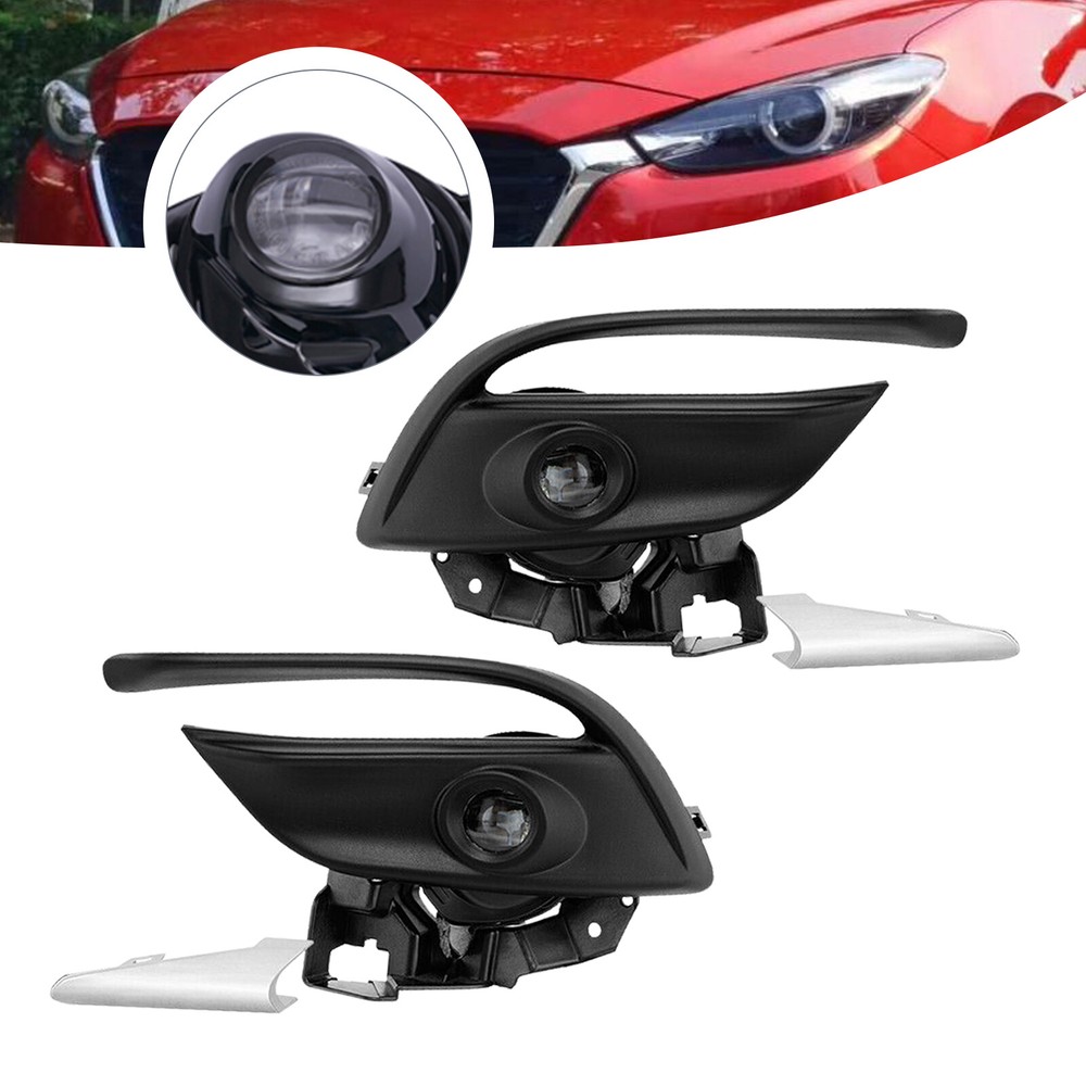 LED Bumper Fog Light Front Lamp Chrome Trim Bezel For Mazda 3 Mazda3 2017-2018