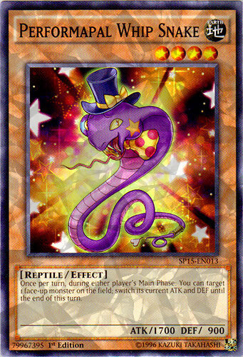 Performapal Whip Snake - SP15-EN013 - Shatterfoil - 1st Edition x3 - Near Mint