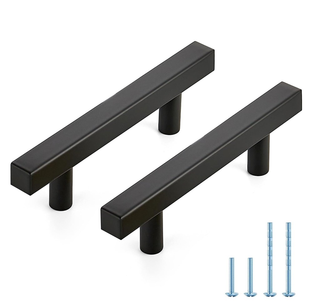 JOY DECOR 30 Pack 3 Inch Matte Black Square Cabinet Handles Stainless Steel C...