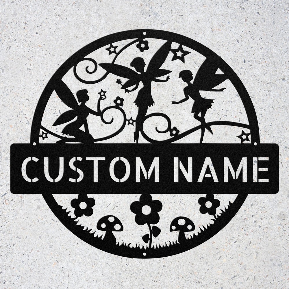 Custom Fairy Metal Sign Personalized Garden Decor Plaque Gift for Home Wall