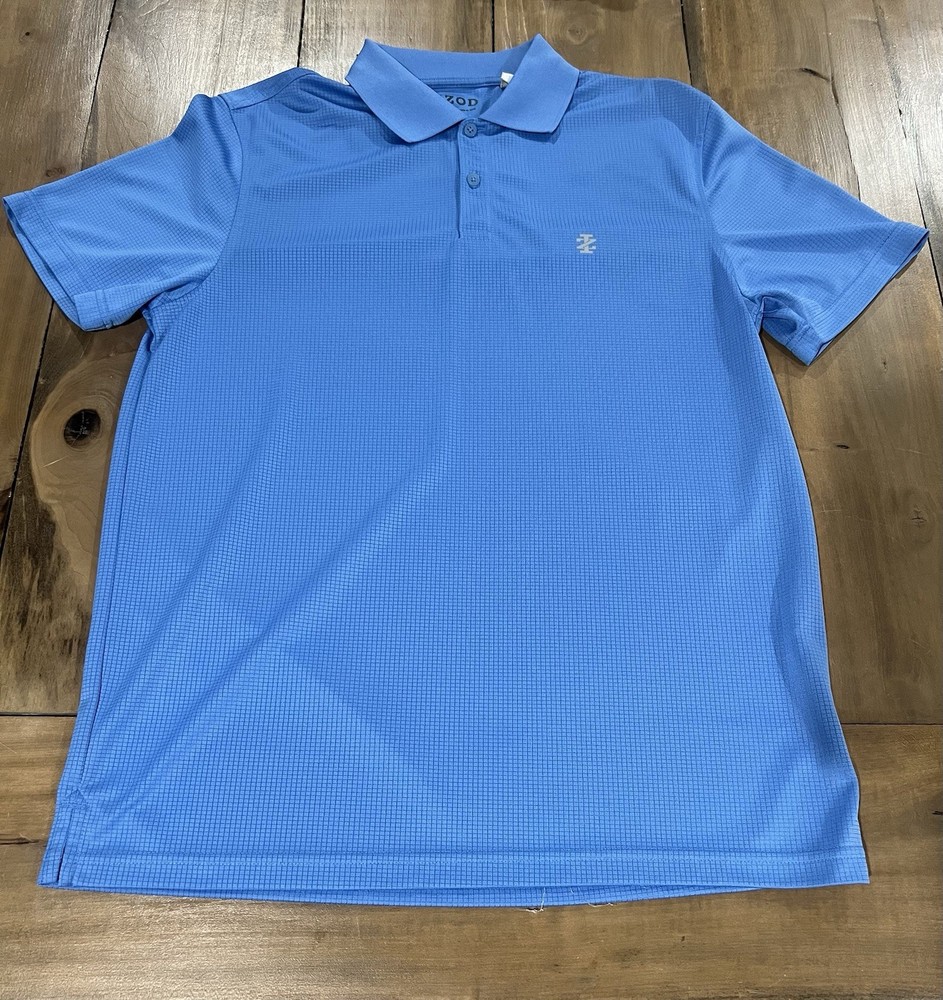 Izod Men’s Short Sleeve Golf Polo Shirt, Size Medium, Light Blue