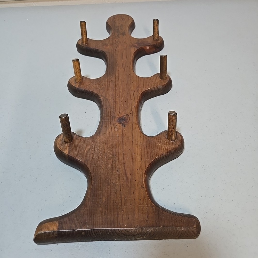 Mug Rack 1960s Wood - Knock On Wood California Vintage