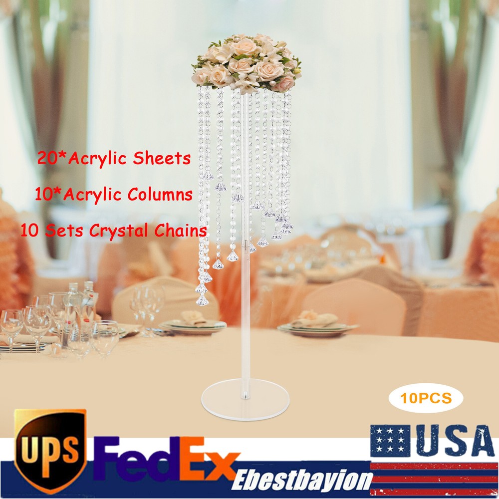 10 PCS Crystal Flower Stand Wedding Centerpieces Tables Flower Stand 80cm Tall