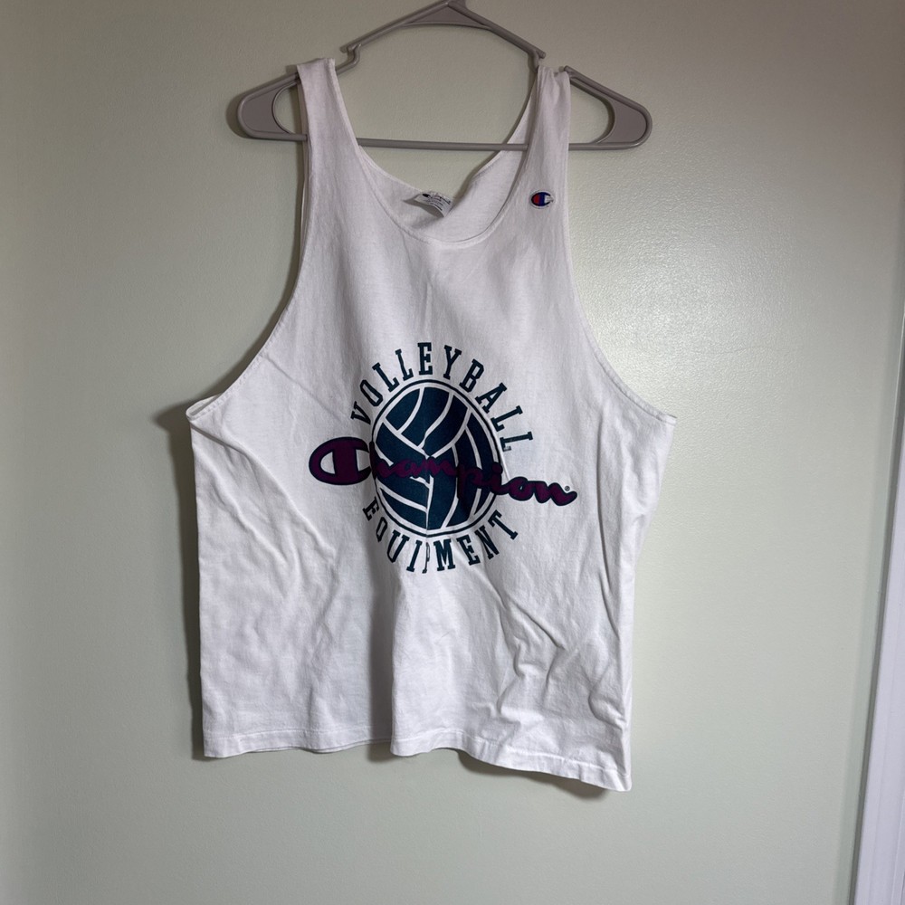 Vintage Champion Tank Top Graphic Chest Logo volleyball equipment  Large