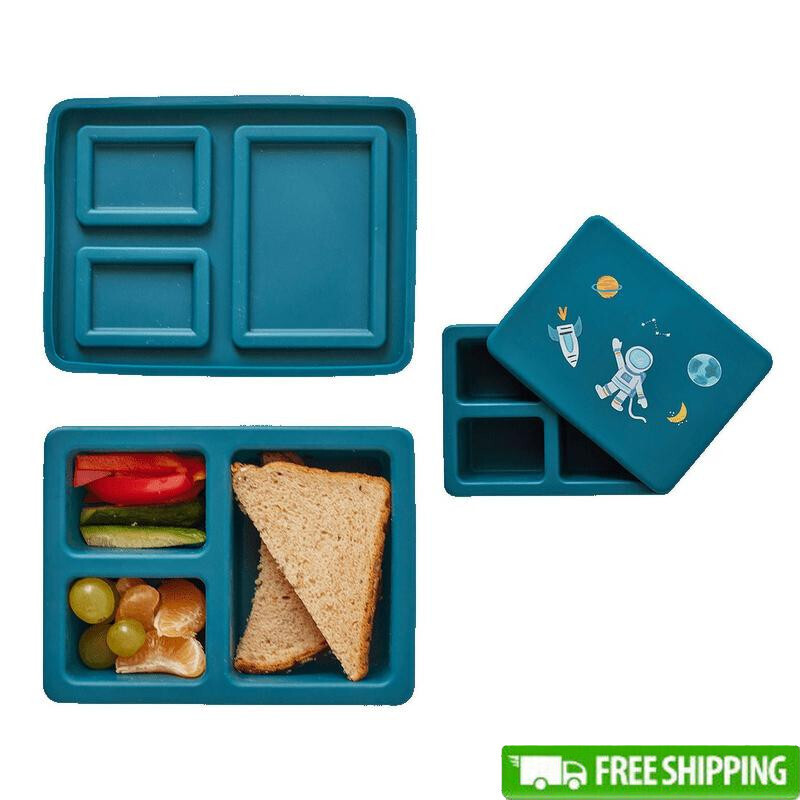 Leakproof Silicone Mini Bento Lunch Box for Kids with 3 Compartments Eco-Friendly