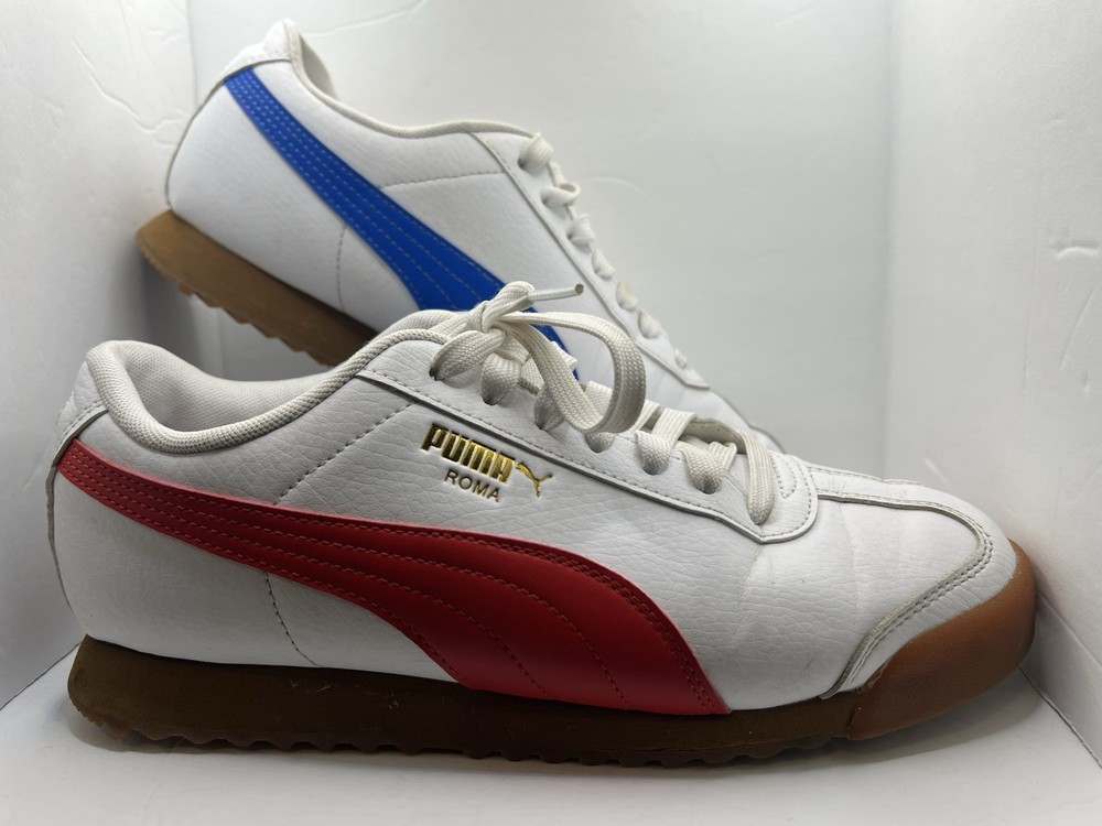 PUMA Roma RWB Mismatch Sneakers in White Red Blue - Size 7