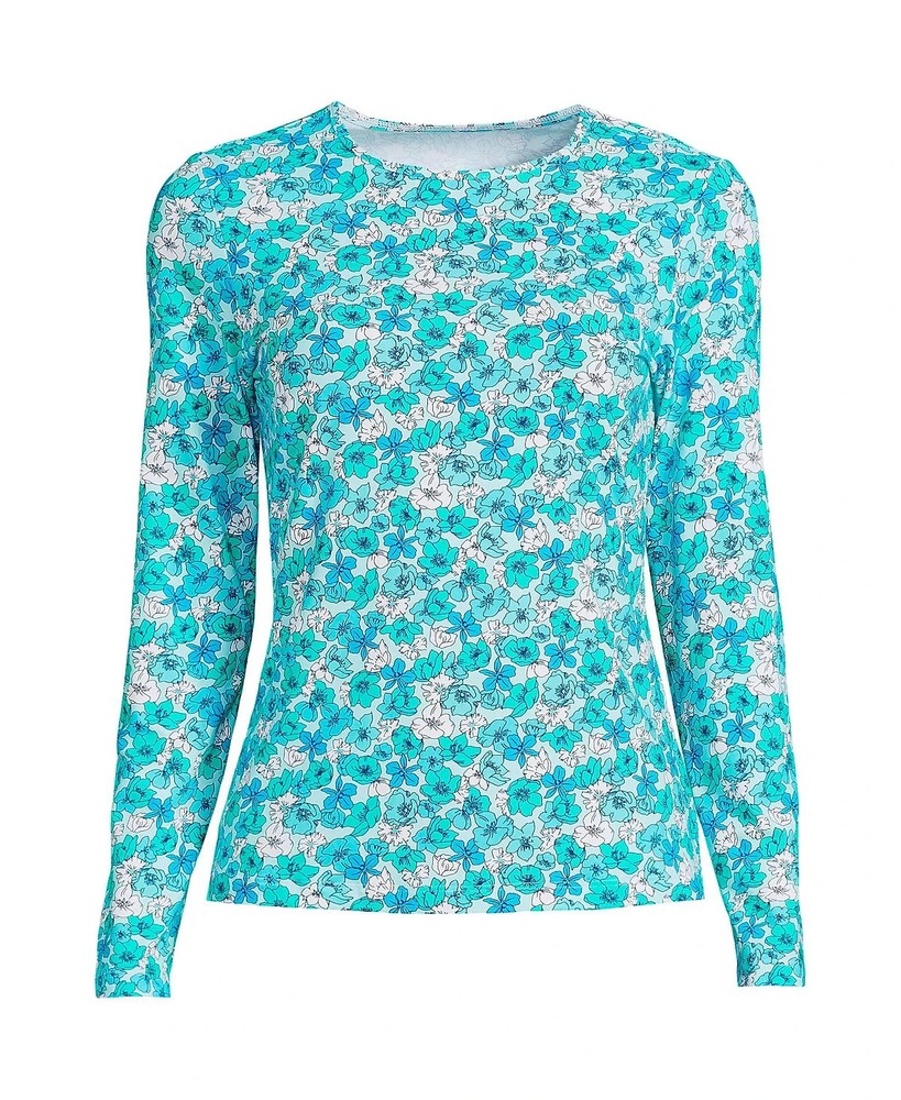 Lands End Womens M-1X Long Sleeve UPF 50 Rash Guard Swim Shirt