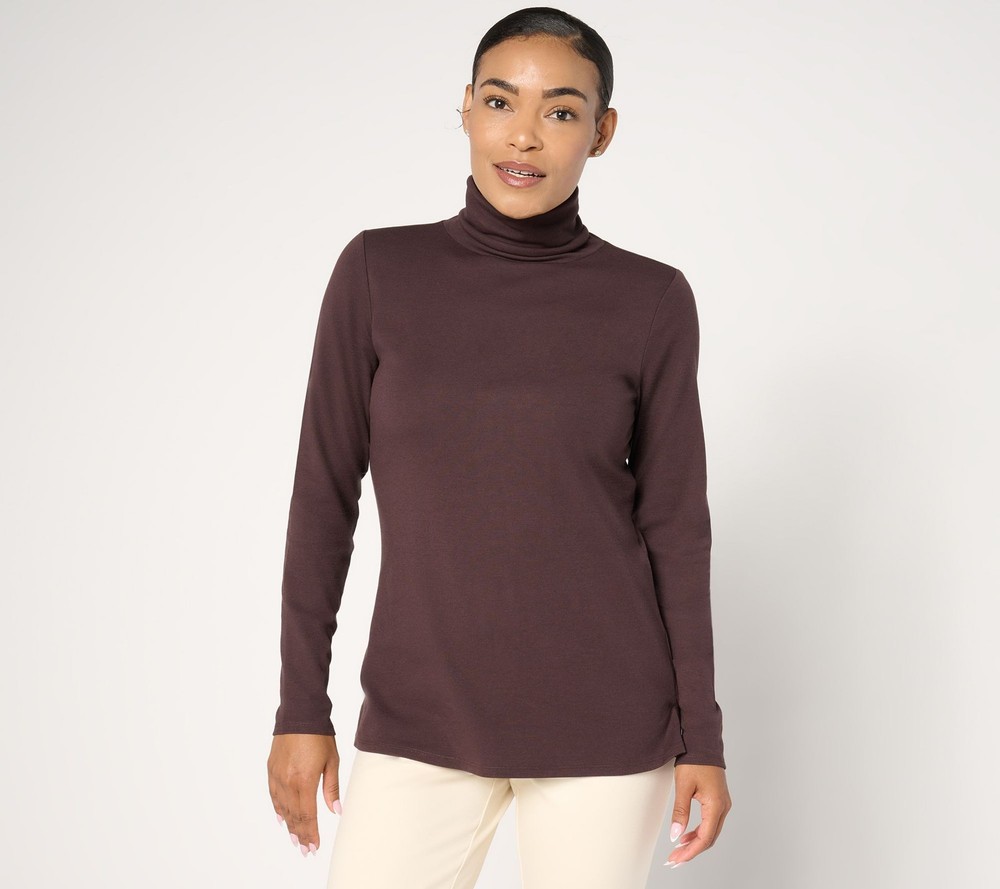 Maya J Women's Top Plus Sz 1X TripleLuxe Turtleneck Brown A666954