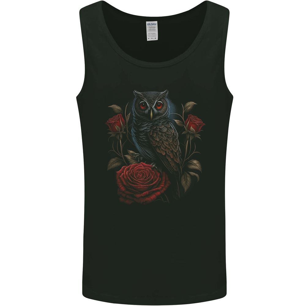 An Owl with Roses Birds Flowers Mens Vest Tank Top