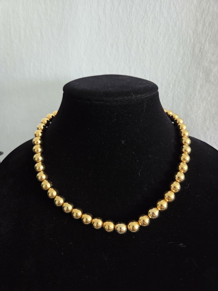 Vintage Signed NAPIER Necklace Gold Tone Beads 18