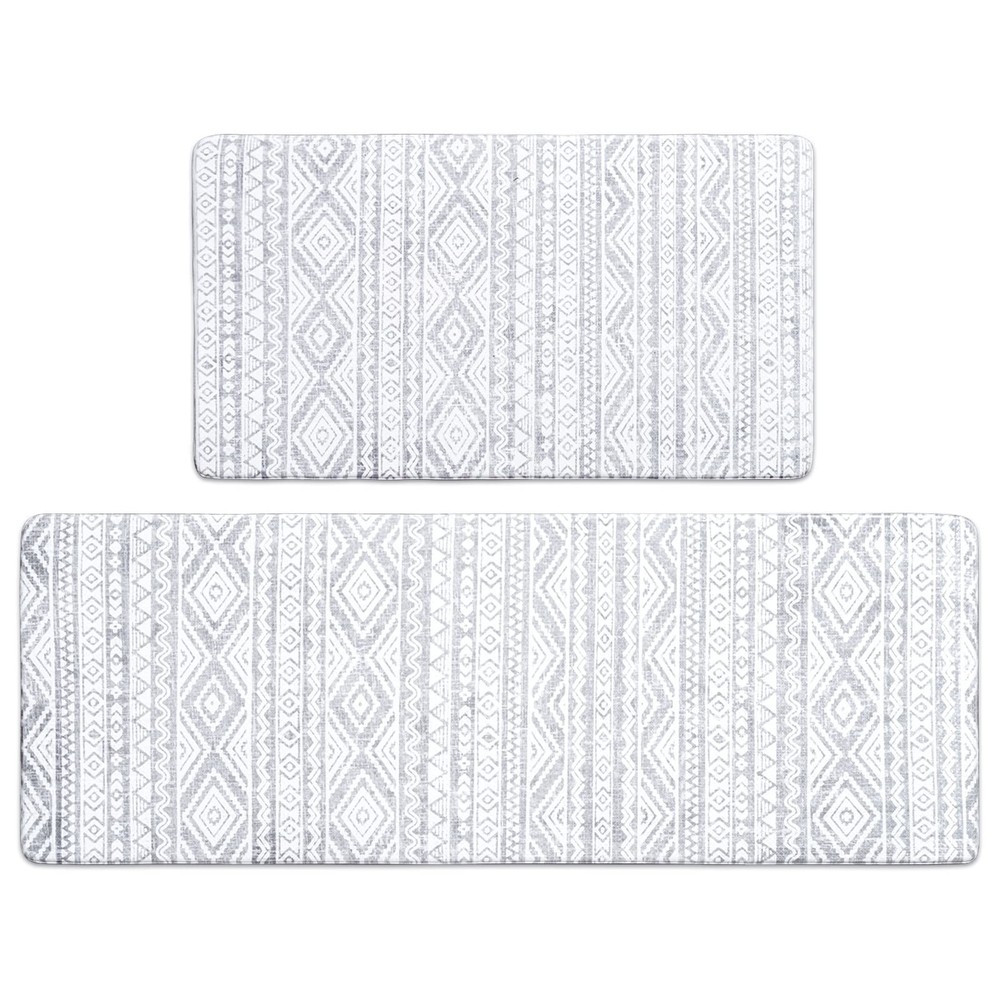 Anti Fatigue Kitchen Mats 2-Piece Set Waterproof Non-Skid Boho Design Floor Comfort