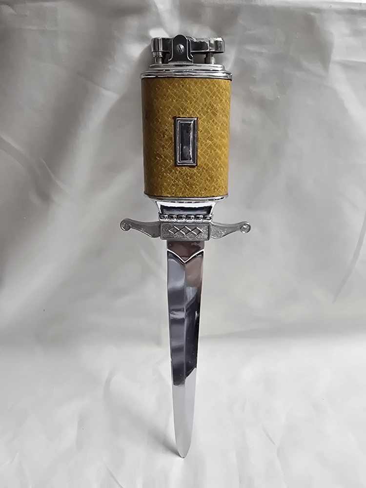 Vintage Art Deco Lighter with Knife Sword Design - Rare Collectible