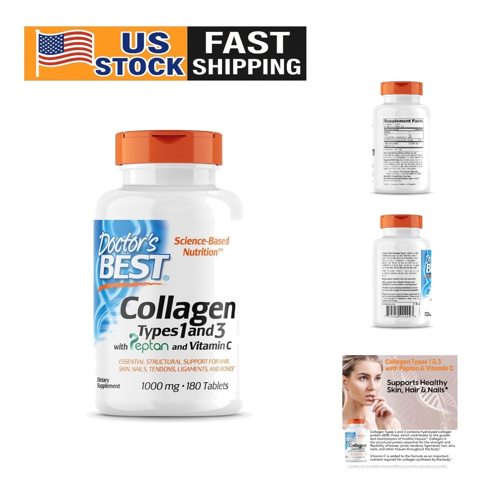Hydrolyzed Collagen Types 1 & 3 with Peptan | 180 Tablets for Overall Wellness