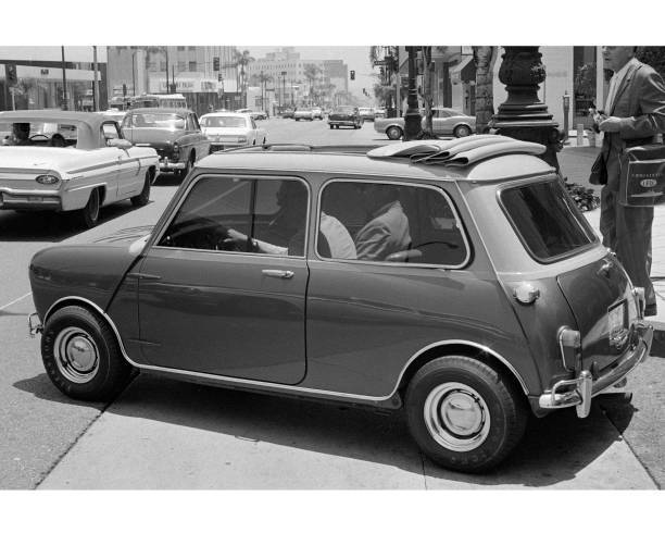 Steve McQueen driving a 1967 Austin Mini Cooper S with customised - Old Photo