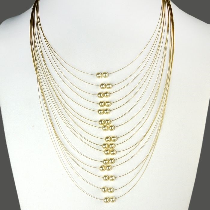 Seasonal Whispers Gold and White Pearl Multi-Strand Necklace 8263-image