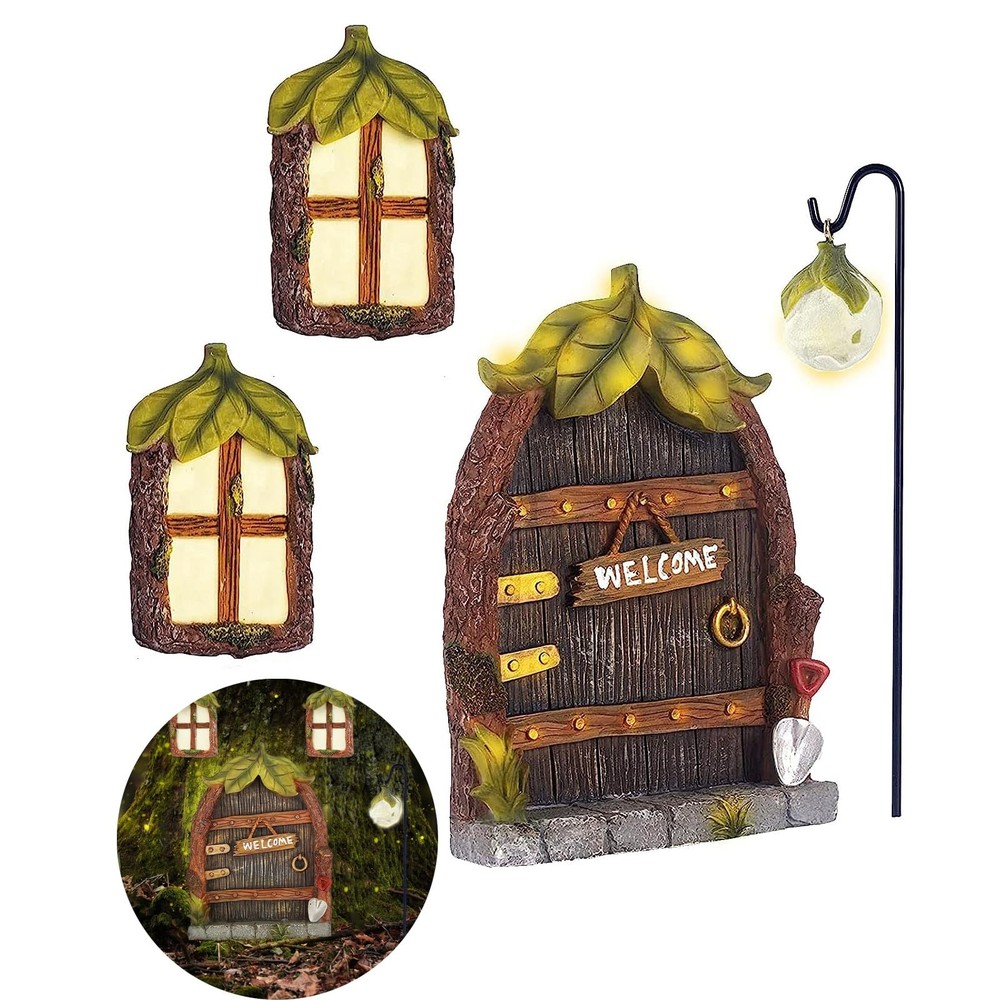 Glow-in-the-Dark Fairy Garden Tree Doors and Windows for Outdoor Decor
