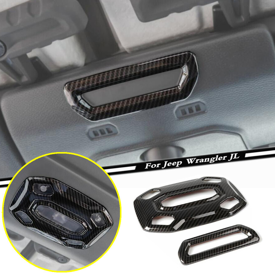 For 18-2023 Jeep Wrangler JL Carbon Fiber Car Roof Reading Lamp Light Cover Trim