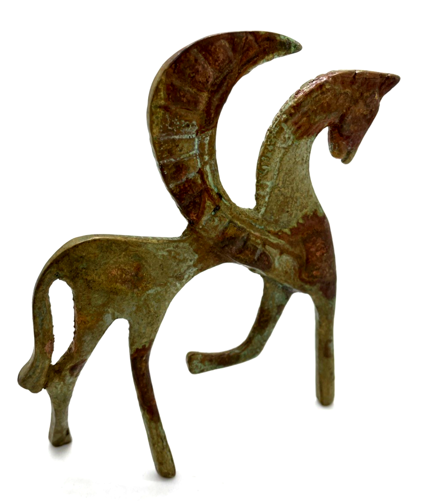Vintage Bronze Pegasus Winged Horse Statue MCM Patina Decor