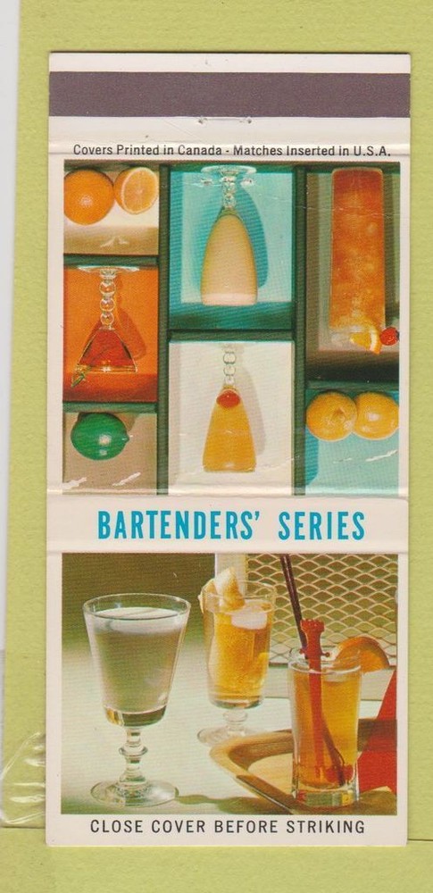 Vintage Matchbook Cover Bar Tending Cocktails Rye Egg Nog Collins Whisky Sour WEAR 30 Strike Collectible