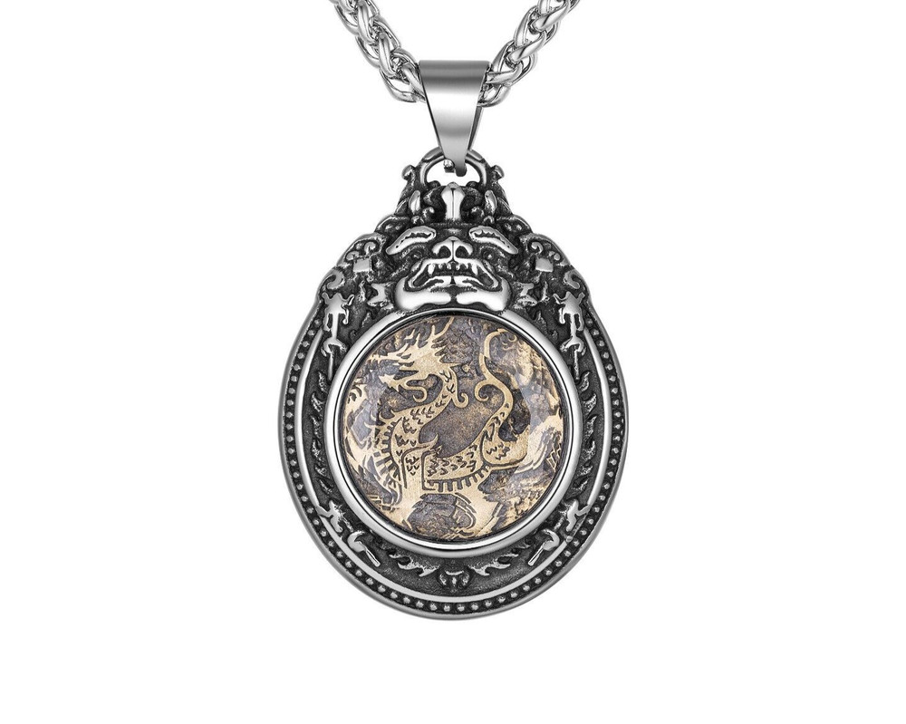 Men's Buddhist Amulet Dragon Pendant Necklace Lucky Jewelry Gift