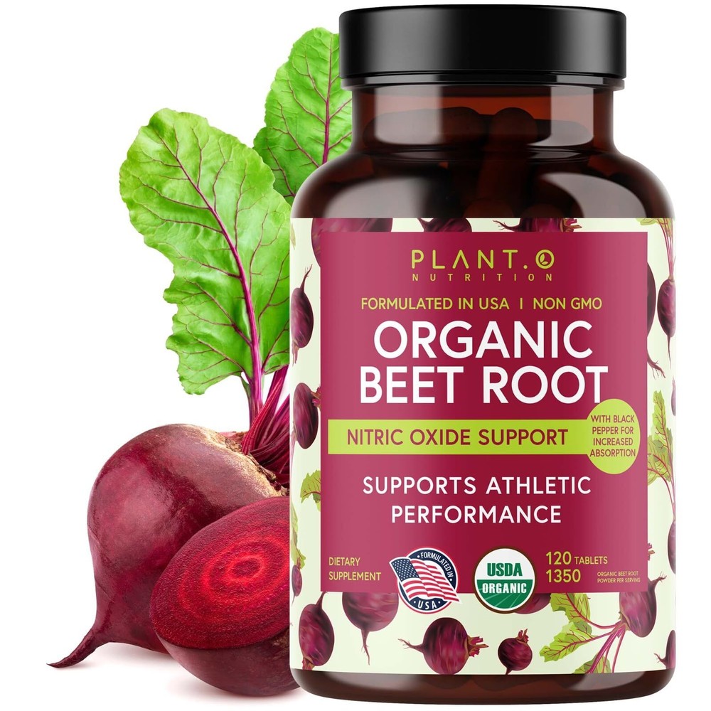 USDA Plant.O Premium Organic Beet Root Tablets [1350mg Beets Powder] with Bla...