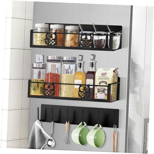 Magnetic Spice Rack for Refrigerator,Spice and Seasoning Black