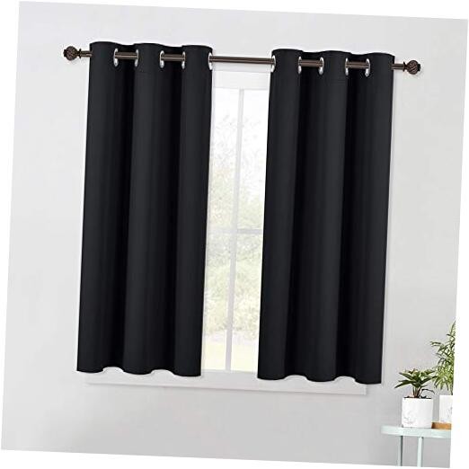 Thermal Insulated Black Curtains 42x45 Inches for Living Room