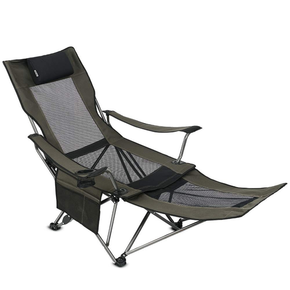Portable Mesh Camping Chair with Removable Footrest for Outdoor Relaxation