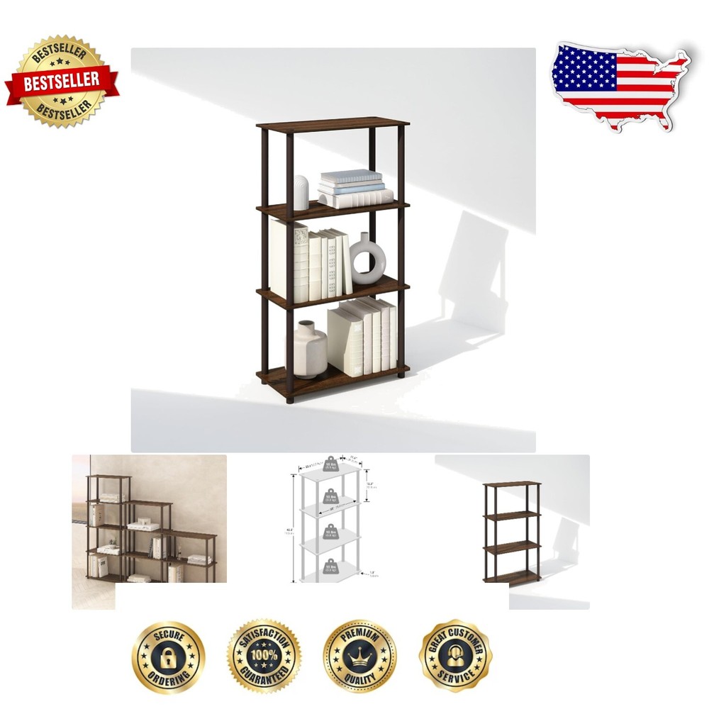 Compact 4-Tier Bookcase for Office and Living Room - Easy Assembly & Durable