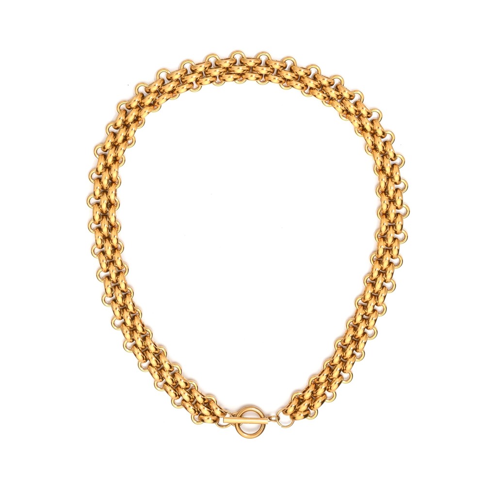Chunky Gold Necklace for Women 18K Gold Plated Thick Chain Toggle Necklace Cl...