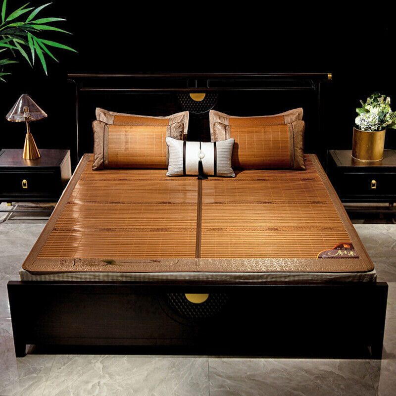 Cool Bamboo Summer Mat for Bed – Double-Sided Rattan Queen Size