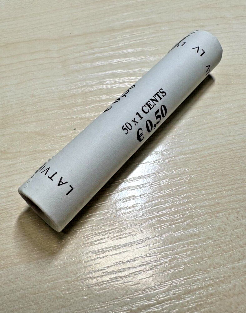 LATVIA 2014 1 cent UNC Mint Coin Roll. 50 coins x 1 cent. KM# 150