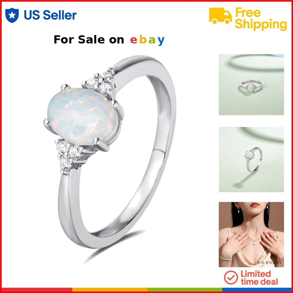 Sterling Silver Birthstone Ring for Women Created Opal Garnet Ruby Engagement...