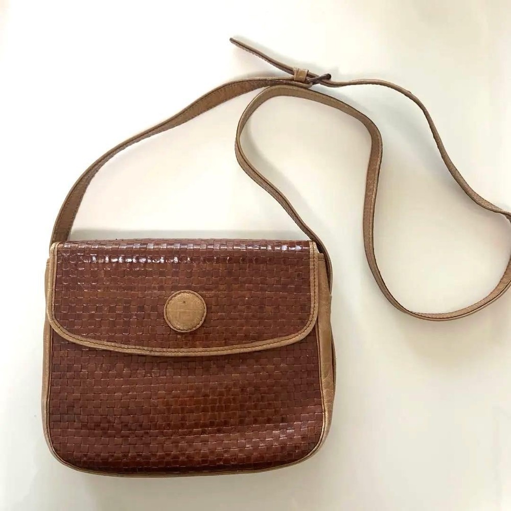 FENDI Shoulder Bag Leather Brown Authentic G0102216