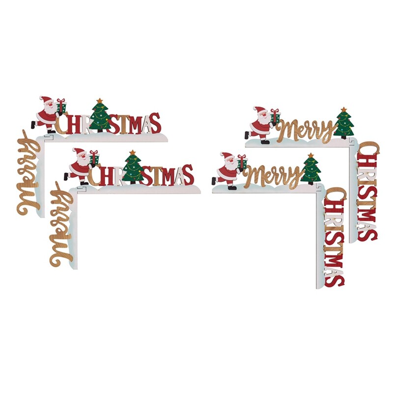 4PCS Christmas Decorations,Wooden Corner Door Frame Decoration,Cartoon2941