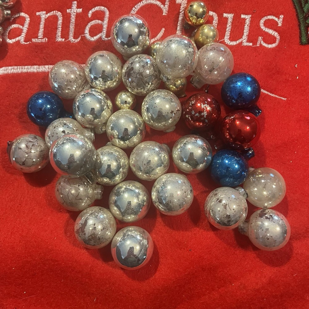 34 Mini Mixed-Color Mercury Glass Feather Trees No Hooks 0.5-1 Inch B14