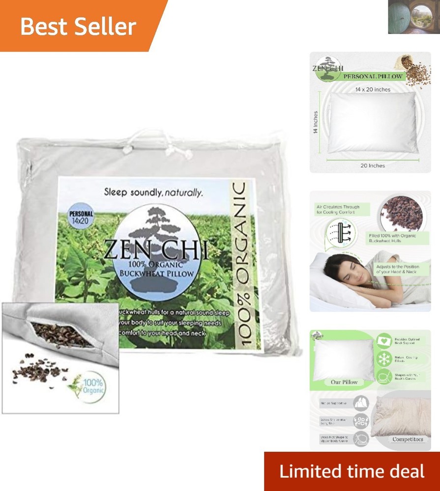 Customizable Organic Buckwheat Pillow 14x20 - Firm with Natural Cooling Effect