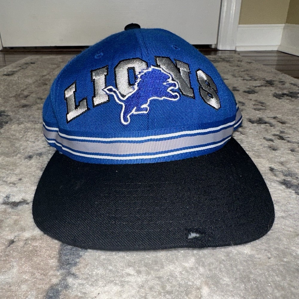 Vintage 90s Starter Detroit Lions NFL Mens Hat Cap Embroidered Blue Adjustable