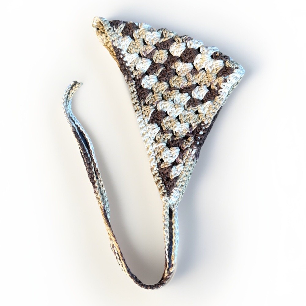 Hand Crocheted Boho Acrylic Bandana Headband for Spring