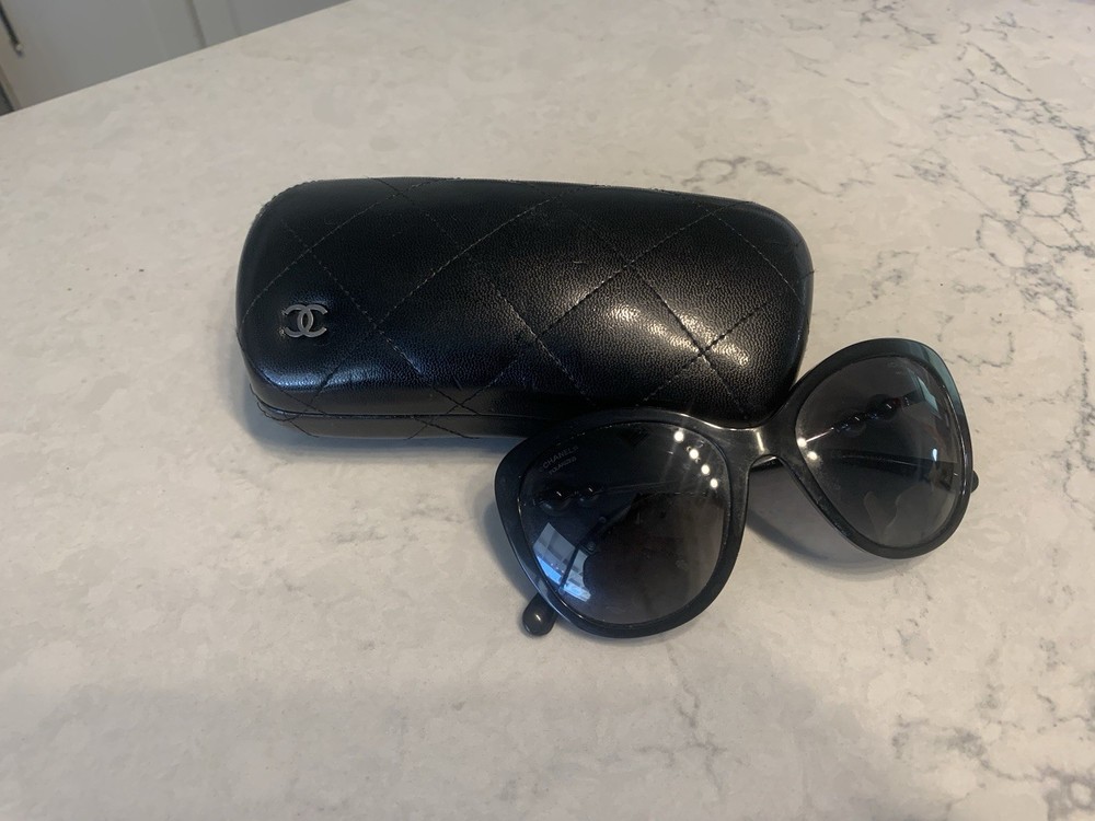 Authentic CHANEL Pearl Sunglasses with Original Case