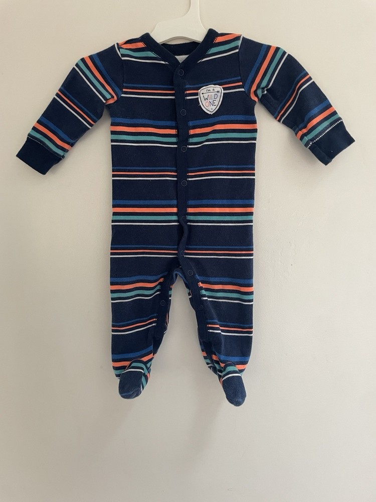 Carter's Baby Boys Colorful Striped 100% Cotton Long Sleeve Sleep & Play Navy 9M
