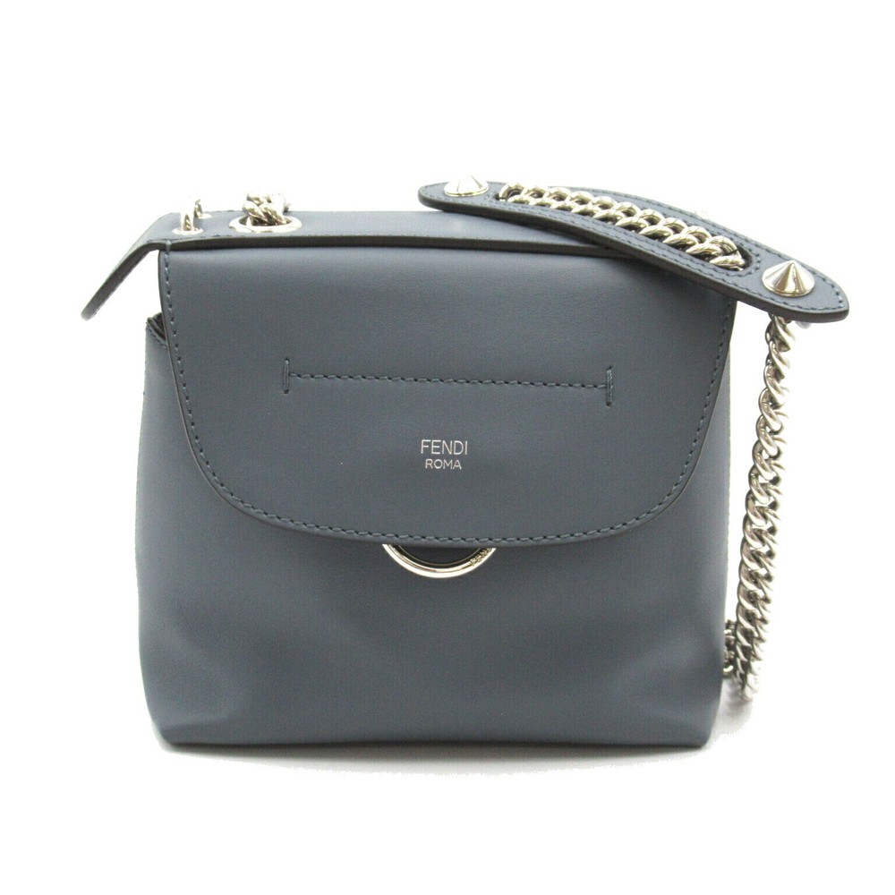 FENDI   Back To School Mini 2Way Shoulder Bag Leather  Gray Blue 8Bz041-image