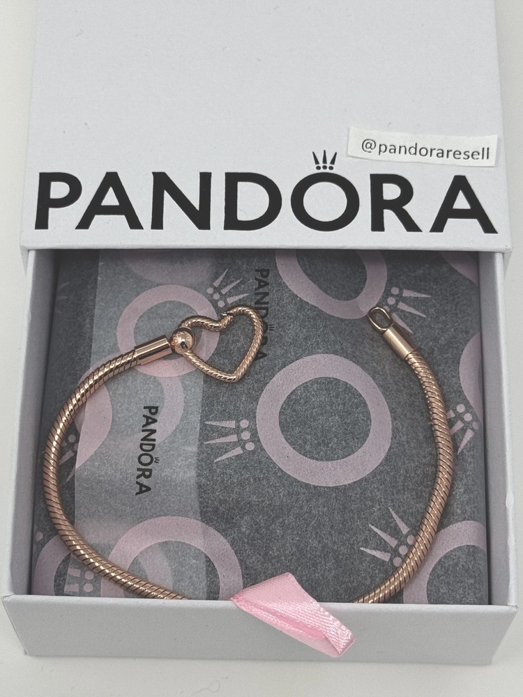 *Brand New* Pandora Moments Heart Closure Snake Chain Bracelet Rose Gold
